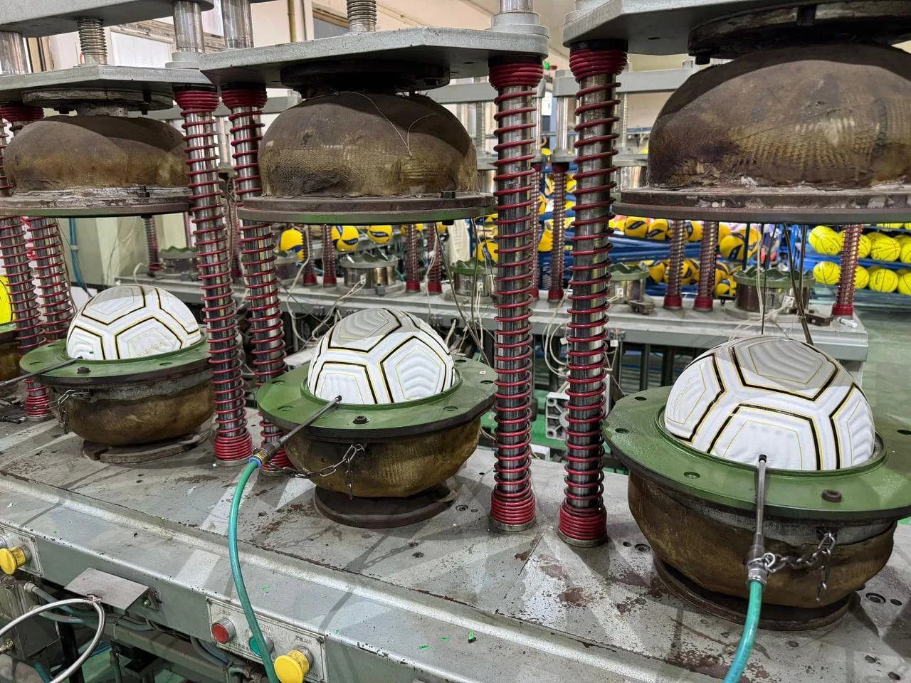 Football forms open on a production machine